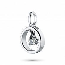 14K White Gold Pendant with 1 Round-Cut Lab-Created Diamond 0.081 CT.TW