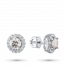 14K White Gold Earring Studs with 34 Round-Cut Lab-Created Diamonds 2.484 CT.TW