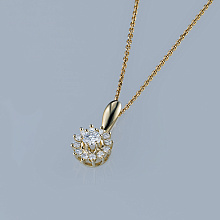 Yellow Gold Pendant with 13 Round-Cut Lab-Created Diamonds 0.375 CT.TW