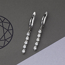 14K White Gold Earrings with 10 Round-Cut Lab-Created Diamonds 0.668 CT.TW