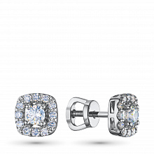 Sterling Silver Earring Studs with 26 Round-Cut Lab-Created Diamonds 0.509 CT.TW