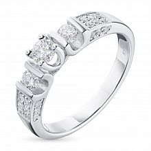 14K White Gold Ring with 27 Round-Cut Lab-Created Diamonds 0.605 CT.TW