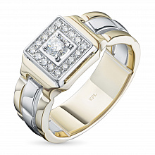 14K White and Yellow Gold Ring with 17 Round-Cut Lab-Created Diamonds 0.538 CT.TW