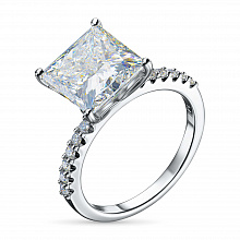 14K White Gold Ring with 13 Round-Cut Lab-Created Diamonds 5.302 CT.TW