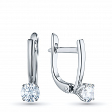 14K White Gold Earrings with 2 Round-Cut Lab-Created Diamonds 0.74 CT.TW