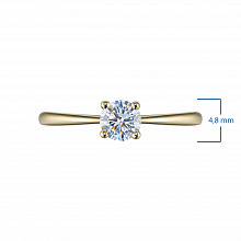 14K Yellow Gold Ring with 1 Round-Cut Lab-Created Diamond 1.012 CT.TW