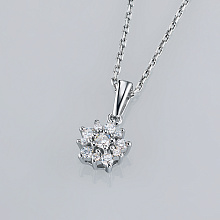 Sterling Silver Pendant with 11 Round-Cut Lab-Created Diamonds 0.221 CT.TW