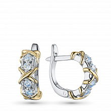 14K White and Yellow Gold Earrings with 8 Round-Cut Lab-Created Diamonds 0.287 CT.TW