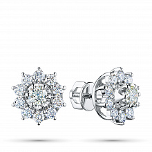 14K White Gold Earring Studs with 22 Round-Cut Lab-Created Diamonds 1.589 CT.TW