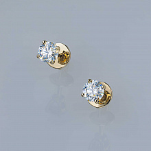 14K Yellow Gold Earring Studs with 2 Round-Cut Lab-Created Diamonds 0.657 CT.TW