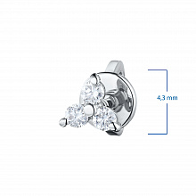 White Gold Earring Studs with 6 Round-Cut Diamonds 0.14 CT.TW