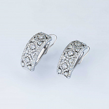 14K White Gold Earrings with 178 Round-Cut Lab-Created Diamonds 1.846 CT.TW