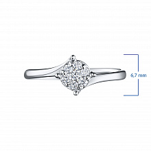 Sterling Silver Ring with 7 Round-Cut Lab-Created Diamonds 0.118 CT.TW