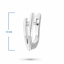 Sterling Silver Earrings with 2 Round-Cut Lab-Created Diamonds 0.085 CT.TW