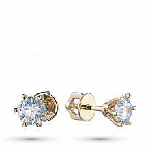 14K Yellow Gold Earring Studs with 2 Round-Cut Lab-Created Diamonds 1.044 CT.TW