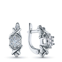 Sterling Silver Earrings with 18 Round-Cut Lab-Created Diamonds 0.291 CT.TW - изображение 1