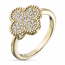 14K Yellow Gold Ring with 33 Round-Cut Lab-Created Diamonds 0.185 CT.TW