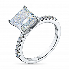 14K White Gold Ring with 13 Round-Cut Lab-Created Diamonds 3.254 CT.TW