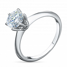 14K White Gold Ring with 1 Round-Cut Lab-Created Diamond 1.28 CT.TW