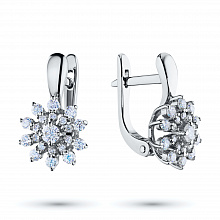 14K White Gold Earrings with 42 Round-Cut Lab-Created Diamonds 0.619 CT.TW