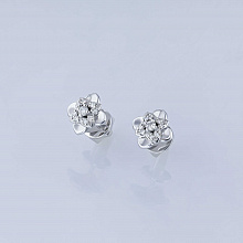 14K White Gold Earring Studs with 18 Round-Cut Lab-Created Diamonds 0.197 CT.TW