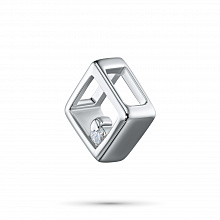 Sterling Silver Pendant with 1 Round-Cut Lab-Created Diamond 0.016 CT.TW