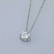 14K White Gold Pendant with 1 Round-Cut Lab-Created Diamond 1.591 CT.TW