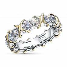 14K White and Yellow Gold Ring with 18 Round-Cut Lab-Created Diamonds 0.725 CT.TW