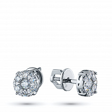 14K White Gold Earring Studs with 26 Round-Cut Lab-Created Diamonds 0.747 CT.TW