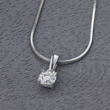 14K White Gold Pendant with 9 Round-Cut Lab-Created Diamonds 0.195 CT.TW
