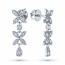14K White Gold Earring Studs with 54 Round-Cut Lab-Created Diamonds 1.428 CT.TW