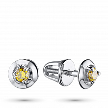 Sterling Silver Earring Studs with 2 Round-Cut Lab-Created Diamonds 0.164 CT.TW