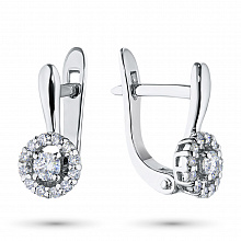 14K White Gold Earrings with 26 Round-Cut Lab-Created Diamonds 0.427 CT.TW