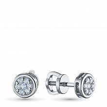 Sterling Silver Earring Studs with 14 Round-Cut Lab-Created Diamonds 0.221 CT.TW