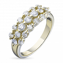14K Yellow Gold Ring with 19 Round-Cut Lab-Created Diamonds 1.206 CT.TW
