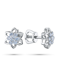 Sterling Silver Earring Studs with 14 Round-Cut Lab-Created Diamonds 0.362 CT.TW - изображение 1