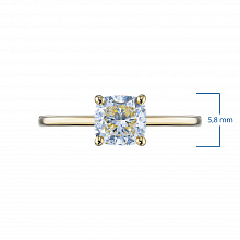 14K Yellow Gold Ring with 1 Cushion-Cut Lab-Created Diamond 1.056 CT.TW