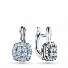 Sterling Silver Earrings with 40 Round-Cut Lab-Created Diamonds 0.464 CT.TW