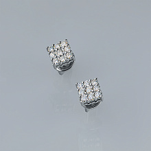 Sterling Silver Earring Studs with 18 Round-Cut Lab-Created Diamonds 0.429 CT.TW