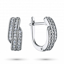 14K White Gold Earrings with 46 Round-Cut Lab-Created Diamonds 0.593 CT.TW