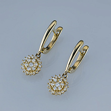14K Yellow Gold Earrings with 46 Round-Cut Lab-Created Diamonds 0.6 CT.TW