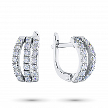 14K White Gold Earrings with 42 Round-Cut Lab-Created Diamonds 0.621 CT.TW