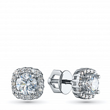 14K White Gold Earring Studs with 34 Round-Cut Lab-Created Diamonds 1.283 CT.TW