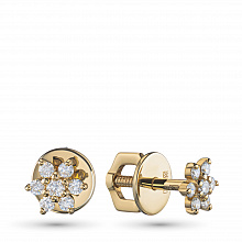 14K Yellow Gold Earring Studs with 14 Round-Cut Lab-Created Diamonds 0.22 CT.TW