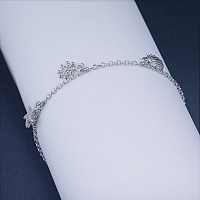 Sterling Silver Bracelet with 2 Round-Cut Diamonds 0.01 CT.TW - изображение 4