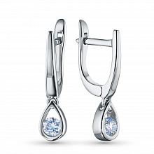 Sterling Silver Earrings with 2 Round-Cut Lab-Created Diamonds 0.468 CT.TW
