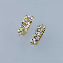14K Yellow Gold Earrings with 26 Round-Cut Lab-Created Diamonds 0.672 CT.TW
