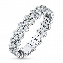 14K White Gold Ring with 54 Round-Cut Lab-Created Diamonds 0.907 CT.TW