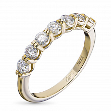 14K Yellow Gold Ring with 7 Round-Cut Lab-Created Diamonds 0.99 CT.TW