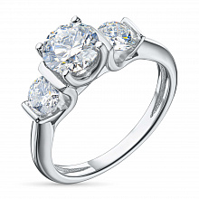 14K White Gold Ring with 3 Round-Cut Lab-Created Diamonds 1.905 CT.TW